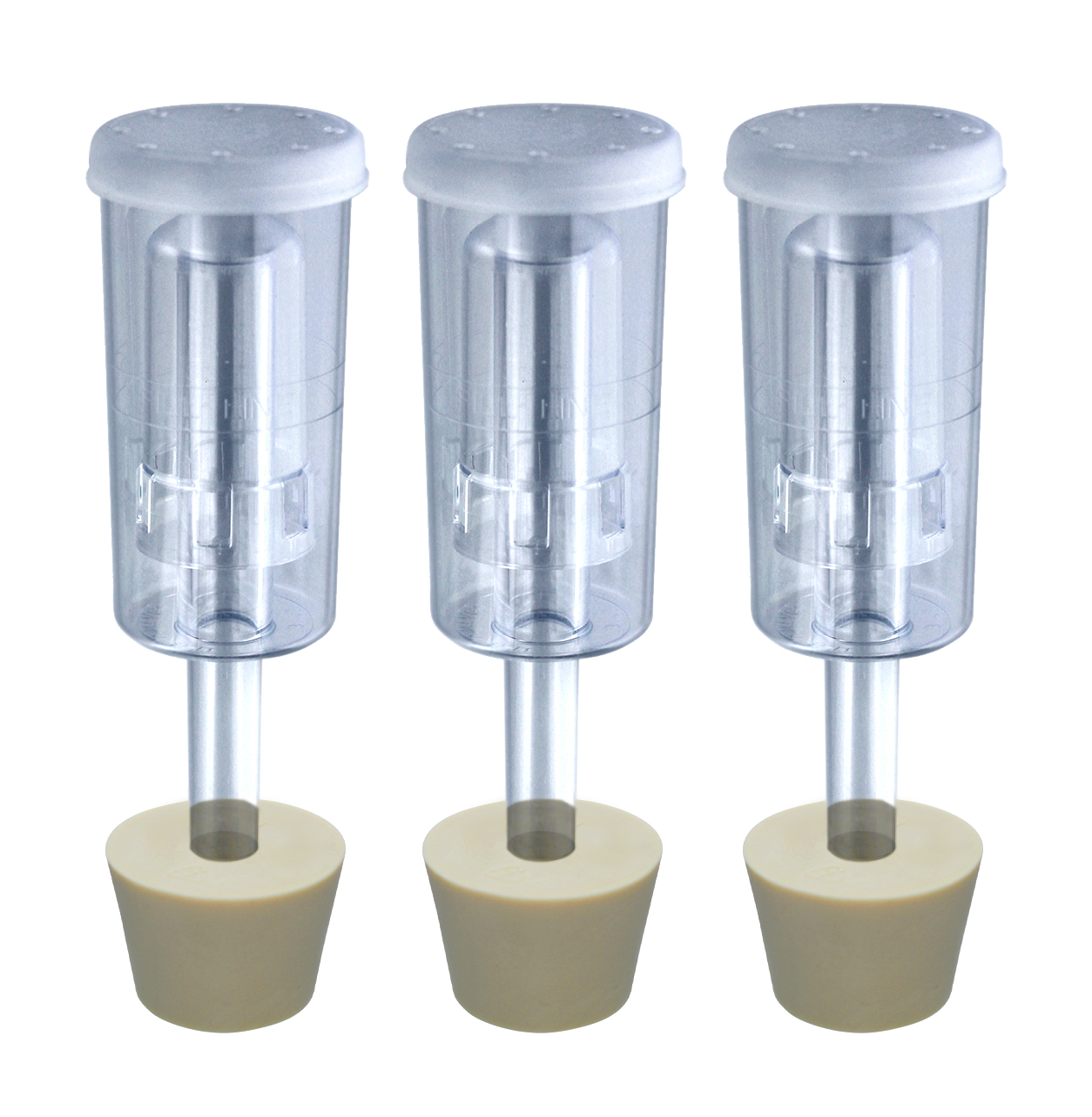 3ct. 3 Piece Airlock with 6.5 Stopper Set of 3 (Cylinder Airlock